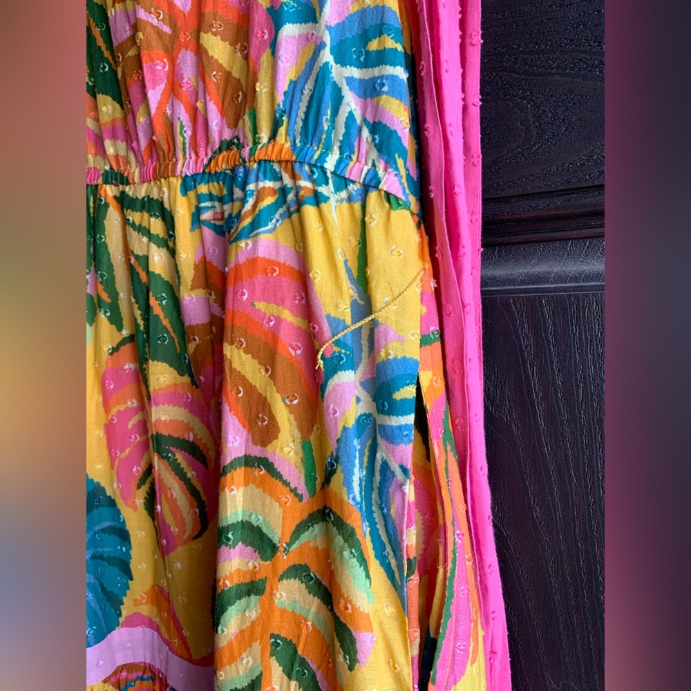 Farm Rio by Anthropologie Palm wrap maxi dress size S. Vibrant colored w belt - Picture 16 of 16